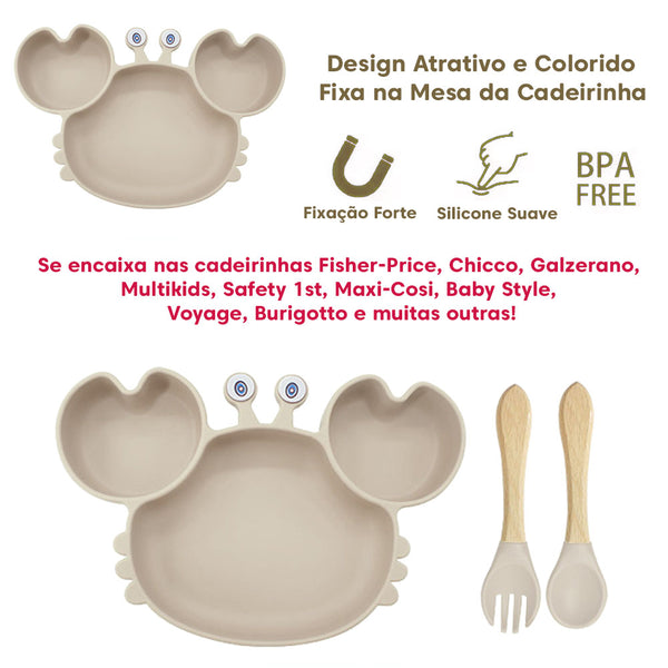 Kit de Alimentação para Bebês de Silicone 6 Peças Caranguejinho Divertido Co