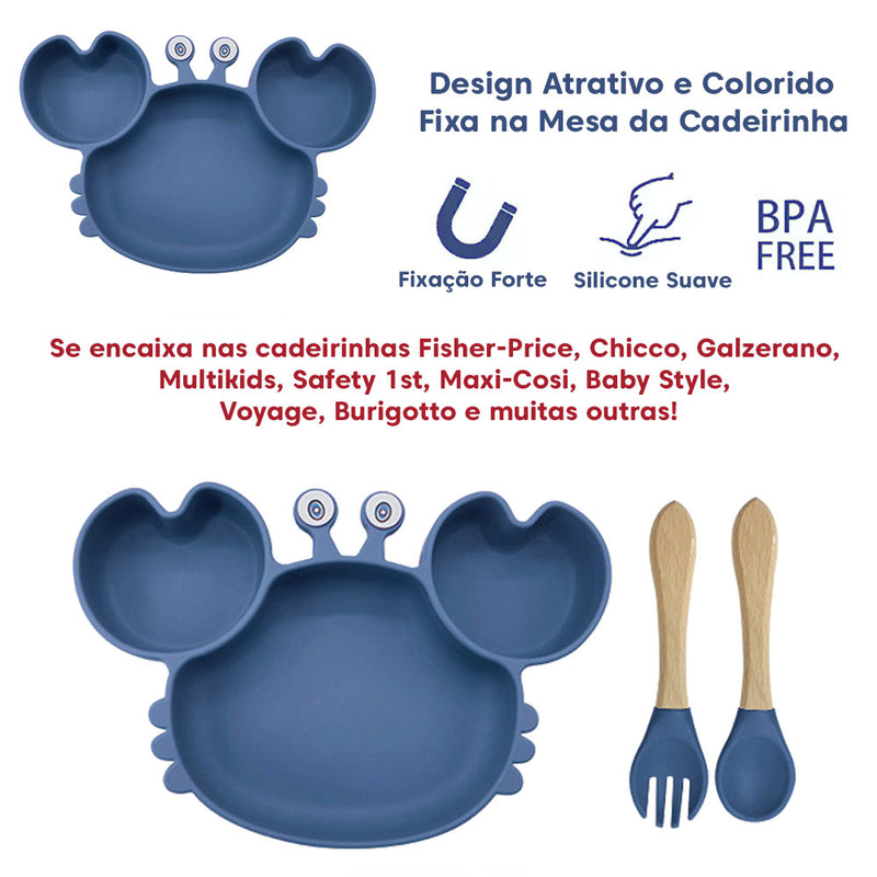 Kit de Alimentação para Bebês de Silicone 6 Peças Caranguejinho Divertido Co