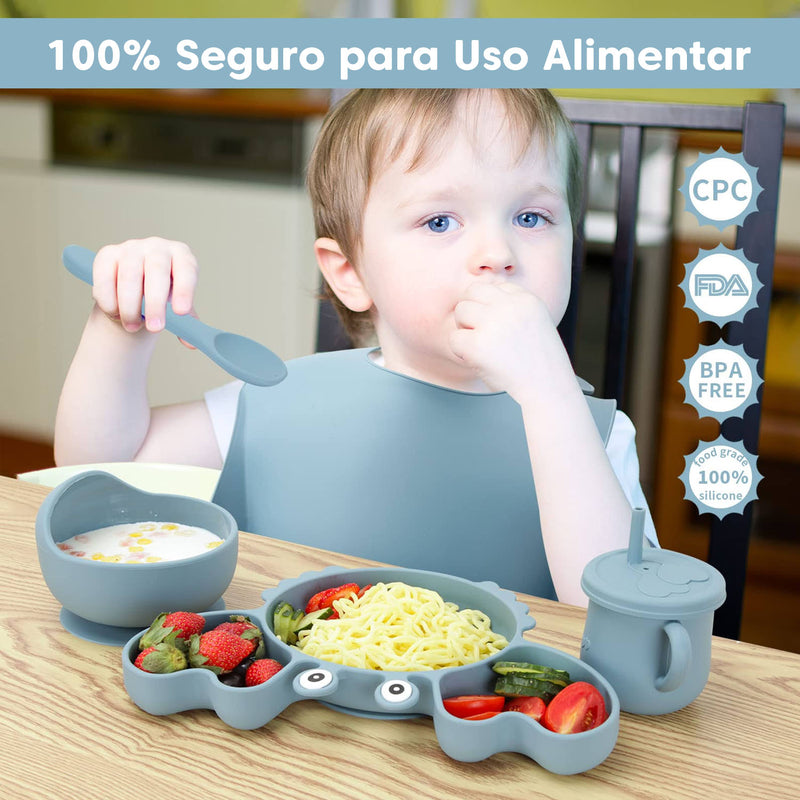 Kit de Alimentação para Bebês de Silicone 6 Peças Caranguejinho Divertido Co