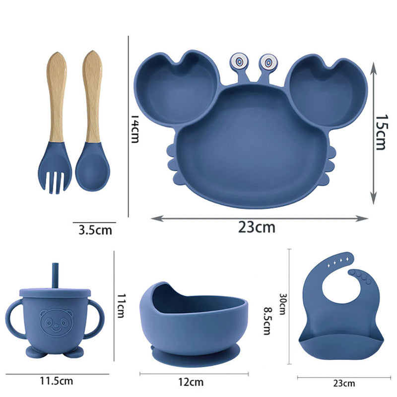 Kit de Alimentação para Bebês de Silicone 6 Peças Caranguejinho Divertido Co