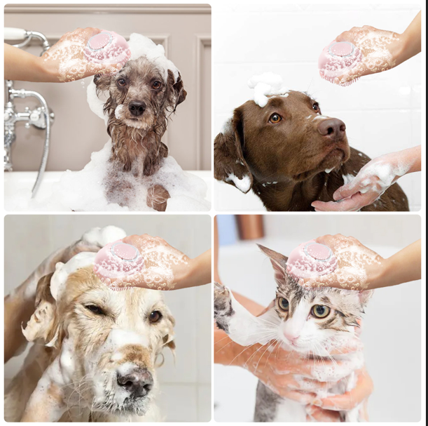 Escova Banho Massagem Dispensador Shampoo Cachorro Pet Cão (C2.04.xx)