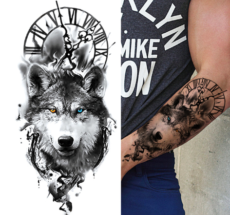 Tatuagem Temporária Masculina E Feminina Lobo and whatch (AXQB088)