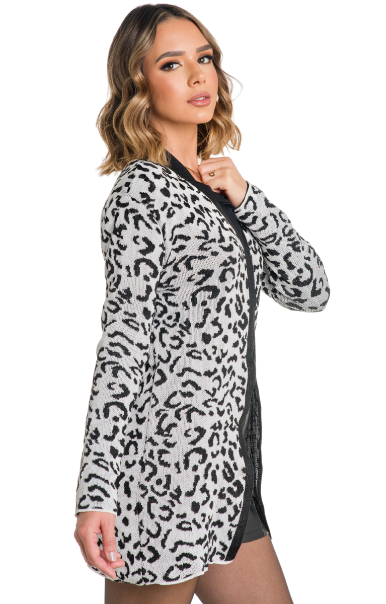 Casaco Feminino Tricot Animal Print (FRANCINE)