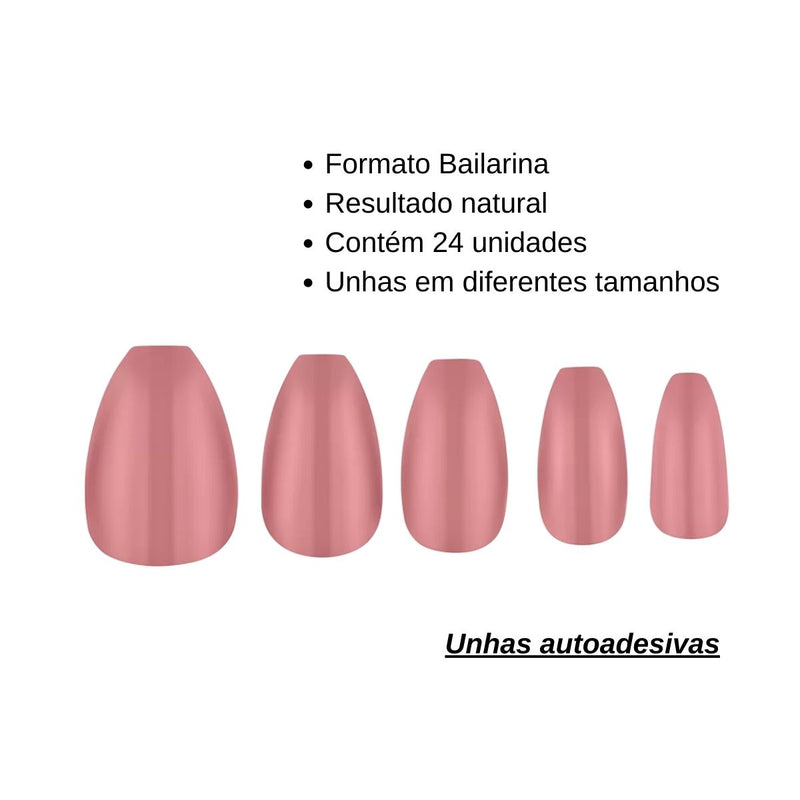 Unhas Autoadesivas Modelo Bailarina 24UN Natural Marco Boni Cor:Nude (MB1949)