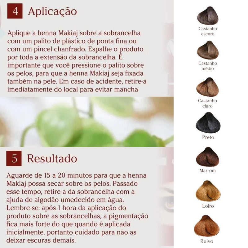 Henna De Sobrancelha Castanho Escuro 1,5g Com Dappen Makiaj (MKJ2932V)