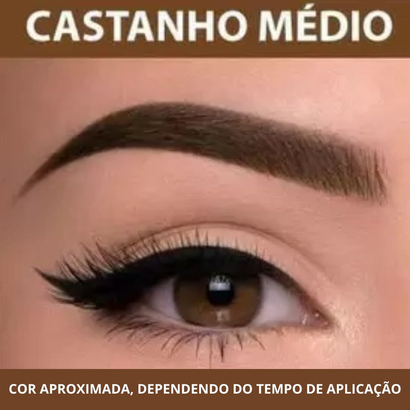 Henna P/ Design Sobrancelha Castanho Médio C/ Dappen Makiaj Cor:Castanho Médio