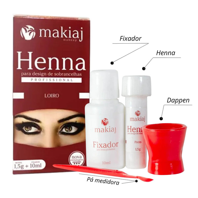 Henna Sobrancelha C/ Fixador Dappen Pá Medidora Loiro Makiaj Cor:Loiro (MKJ2963