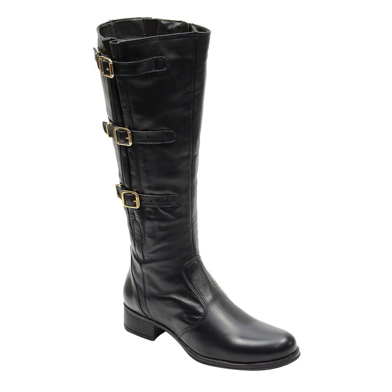 Bota Montaria Feminina Cano Longo Couro Comfort Cor:Preto;Gênero:Feminino;Taman