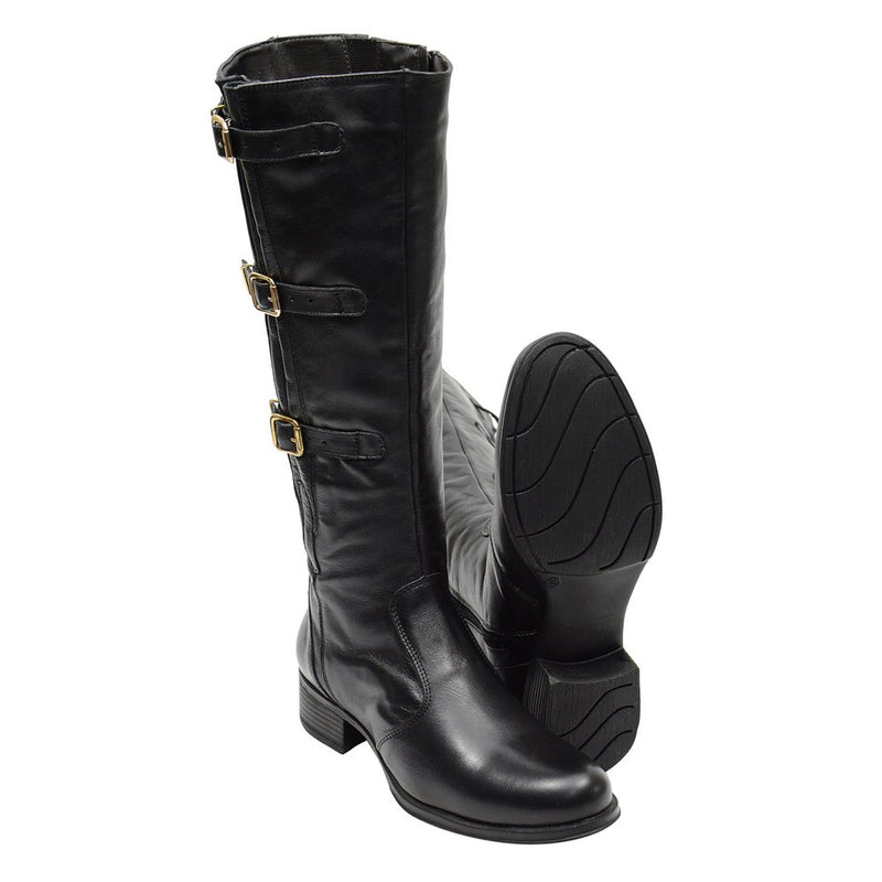 Bota Montaria Feminina Cano Longo Couro Comfort Cor:Preto;Gênero:Feminino;Taman