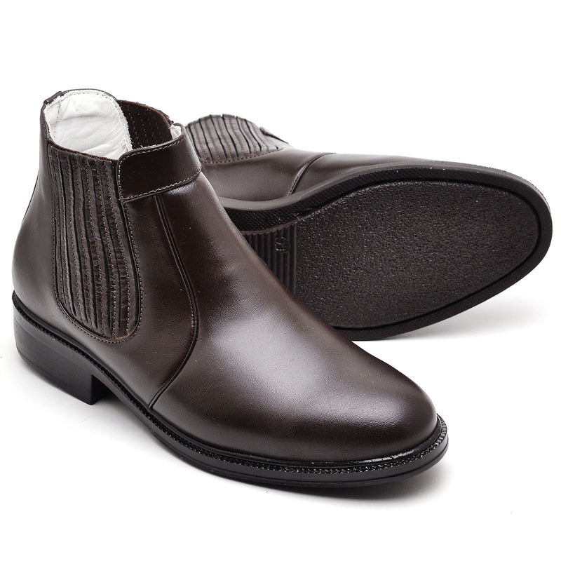 Botina Casual Conforto Couro De Carneiro Marrom Cor:Marrom;Gênero:Masculino;Tam