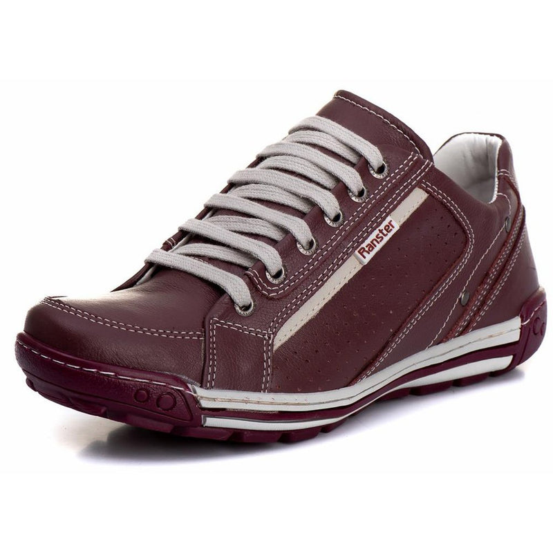 Sapatênis Casual Conforto Couro Vermelho Cor:Vermelho;Gênero:Masculino;Tamanho