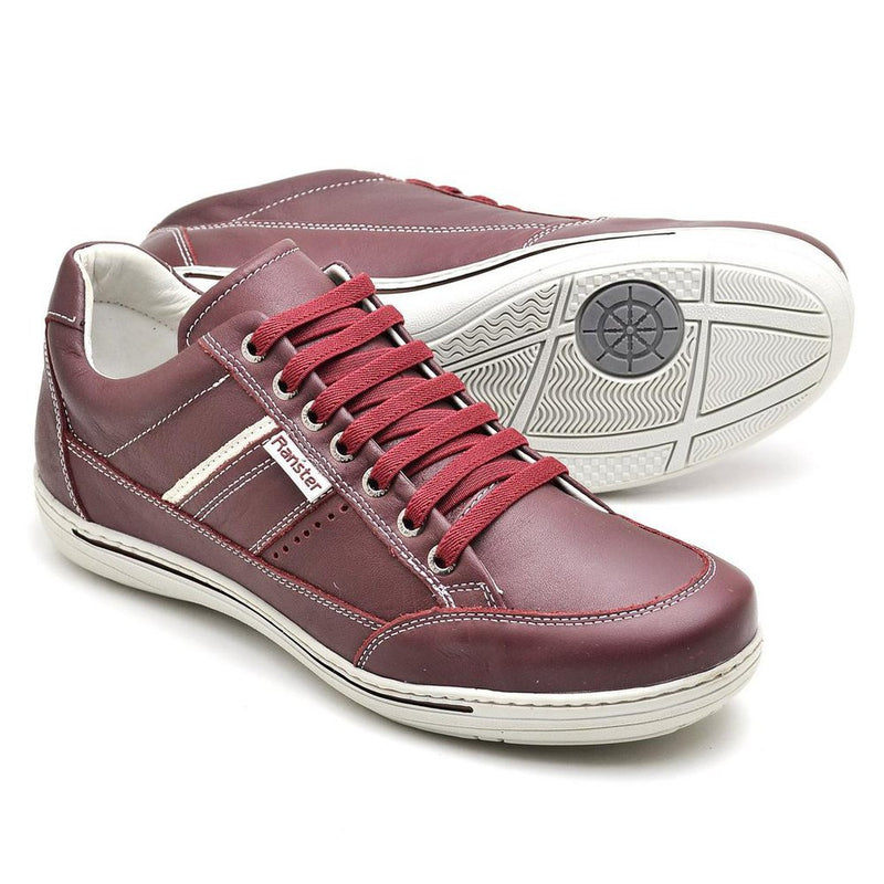 Sapatênis Casual Conforto Couro Vermelho Cor:Vermelho;Gênero:Masculino;Tamanho