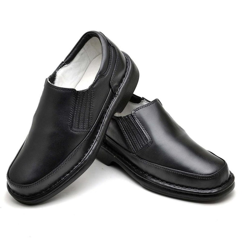 Sapato Conforto Couro Masculino Preto Cor:Preto;Gênero:Masculino;Tamanho:37 (FS