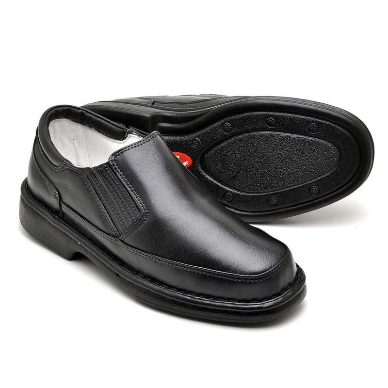 Sapato Conforto Couro Masculino Preto Cor:Preto;Gênero:Masculino;Tamanho:37 (FS