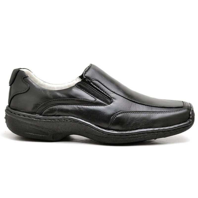 Sapato Conforto Couro Masculino Preto Cor:Preto;Gênero:Masculino;Tamanho:41 (FS